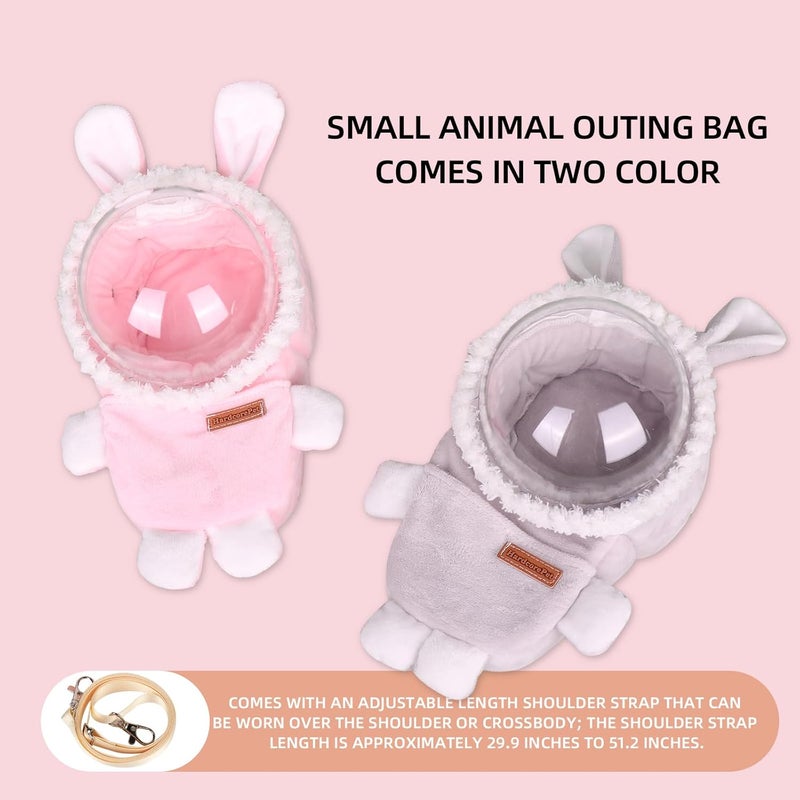 HardcorePet Sugar Glider Bonding Pouch Bonding Pouch Carry for Rat Syrian Hamster Hedgehog Small Pocket Pets, Gerbil Travel Bag Cute Bunny-Shaped Outing Bag with Large Transparent Window（Pink） - Image 5